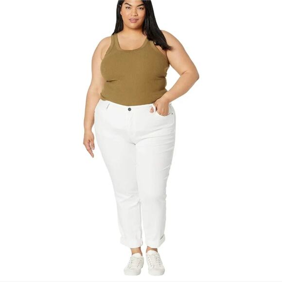 KUT from the Kloth Catherine Boyfriend Jeans in‎ Optic White Plus Size 22 W New - Picture 1 of 13